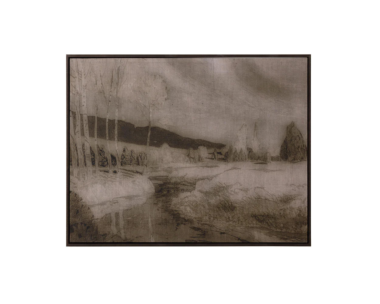 Antique Landscape - 50" X 35" - Brown Floater Frame - Image 5