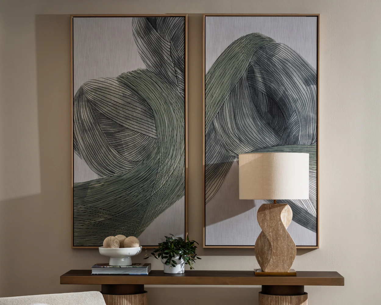 Bloom And Flow (Set Of 2) - 30" X 60" - Natural Floater Frame - Image 2