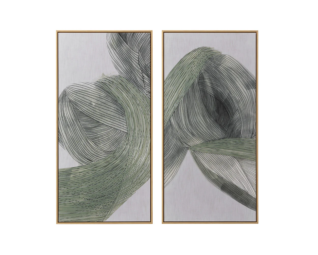 Bloom And Flow (Set Of 2) - 30" X 60" - Natural Floater Frame - Image 5
