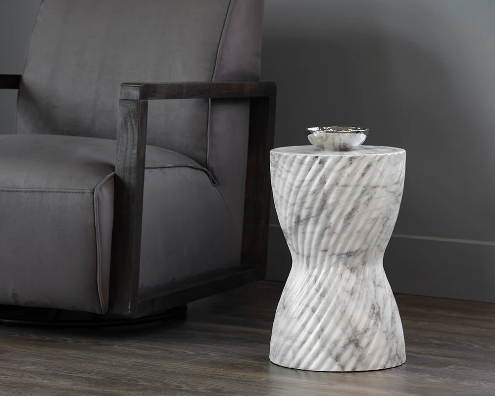 Cara End Table - Marble Look - Image 2