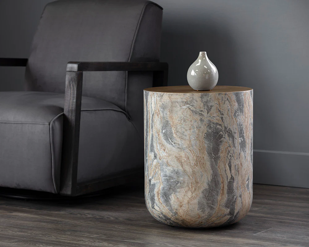 Diaz End Table - Marble Look - Image 2