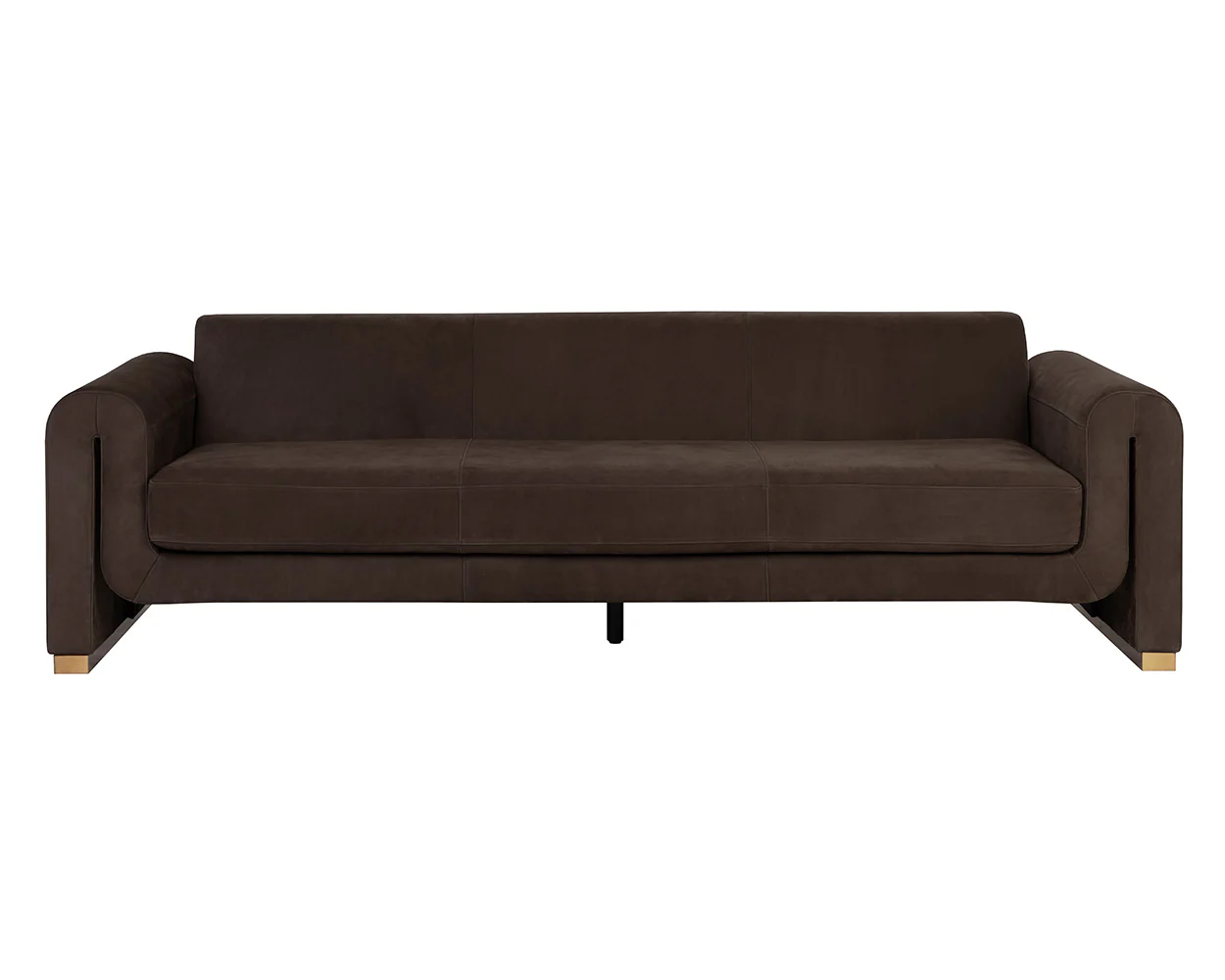 Romer Sofa - Brushed Gold - Nubuck Cocoa Leather - Image 2