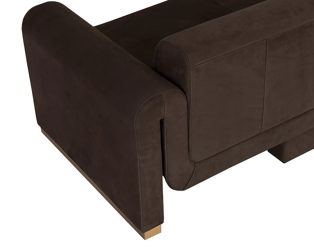 Romer Sofa - Brushed Gold - Nubuck Cocoa Leather - Image 4