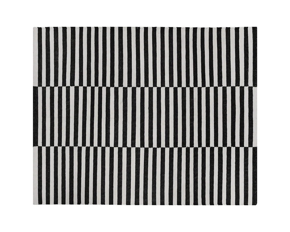 Zigby Hand-woven Rug - Black / Ivory Swatch - Image 2